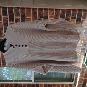 Club Room Sweater Mens Crewneck with Button Detail Cream Tan Size XL